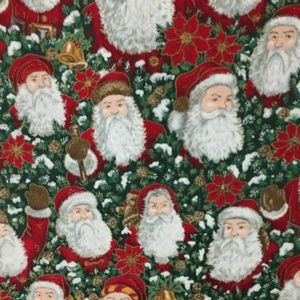 VTG Christmas Holiday cotton fabric Santa in Red